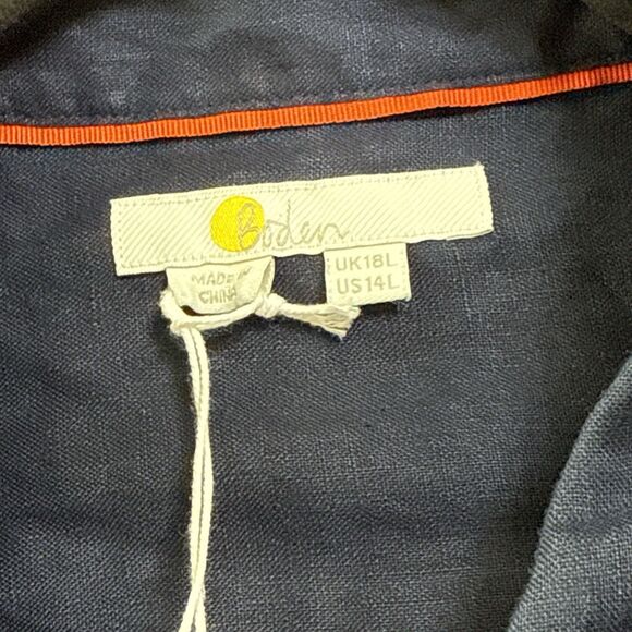 NWT Boden Womens Shirt Size 14 Long 100% Linen Long Sleeve Button Down Navy Blue - Picture 4 of 9